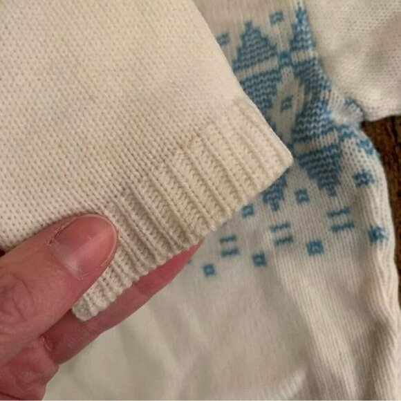 Cradle knit boys vintage crewneck sweater in white and blue -6/12M - Picture 6 of 7